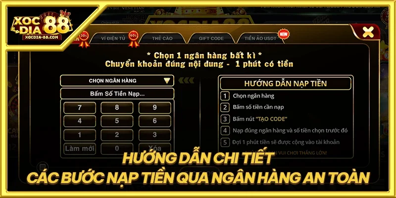 Hướng dẫn chi tiết các bước nạp tiền qua ngân hàng an toàn